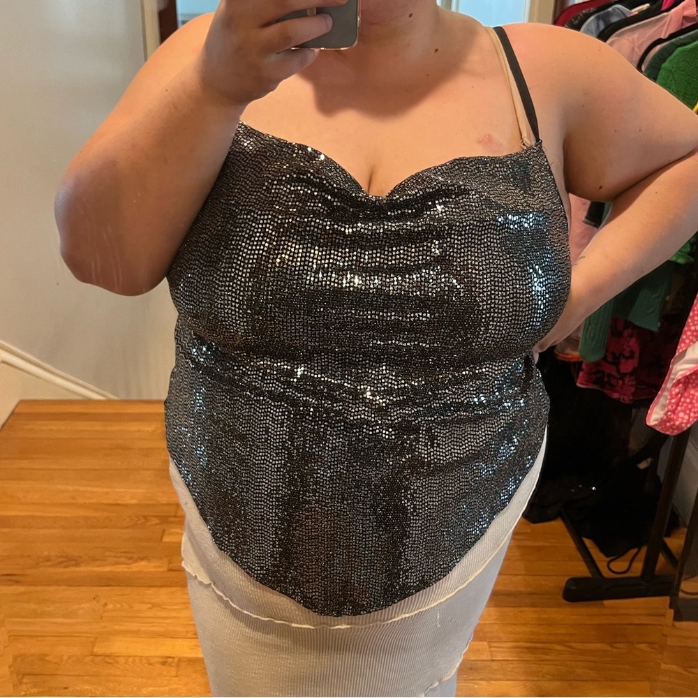 Torrid size 3 sparkle cowl neck top